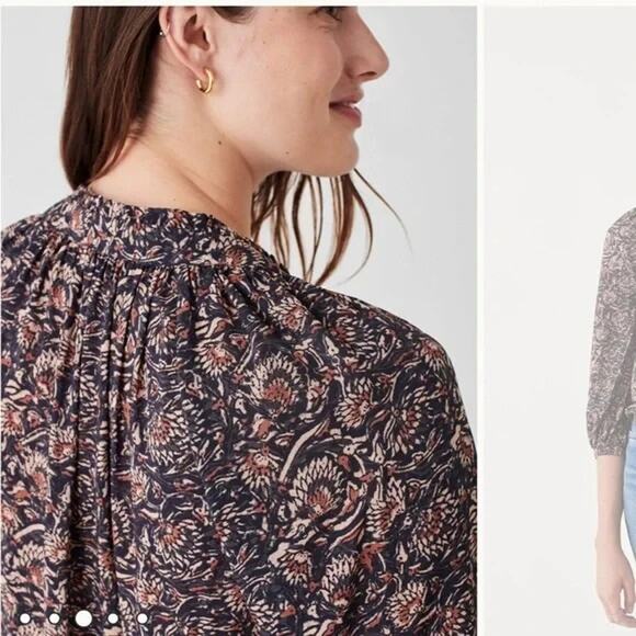 Faherty Womens Artisan Block Print Multicolor Portia Blouse Top Small - Picture 3 of 8